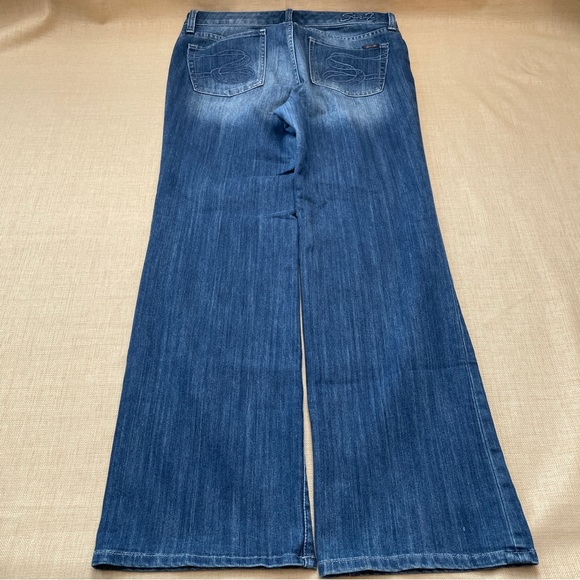 Seven Medium Blue Med Rise Whiskered Flared Jeans - Picture 4 of 16